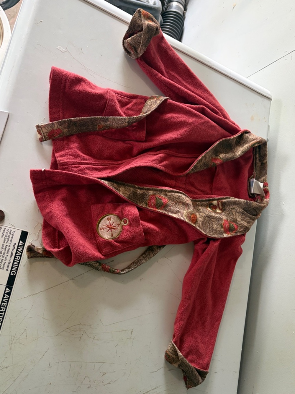 Size 2T red bath robe for toddler boy